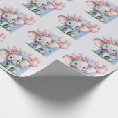 Niedlicher Elefant mit rosa Balloons Girl Geschenkpapier (Ecke)