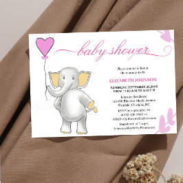 niedlicher Elefant mit rosa Herzbabydusche Einladung