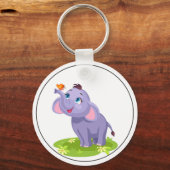 Niedlicher Elefant mit Schmetterling Schlüsselanhänger (Vorderseite)