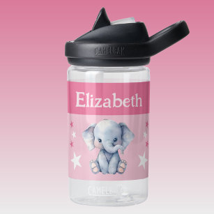 Niedlicher Elefant mit Sternen Kinder rosa Trinkflasche