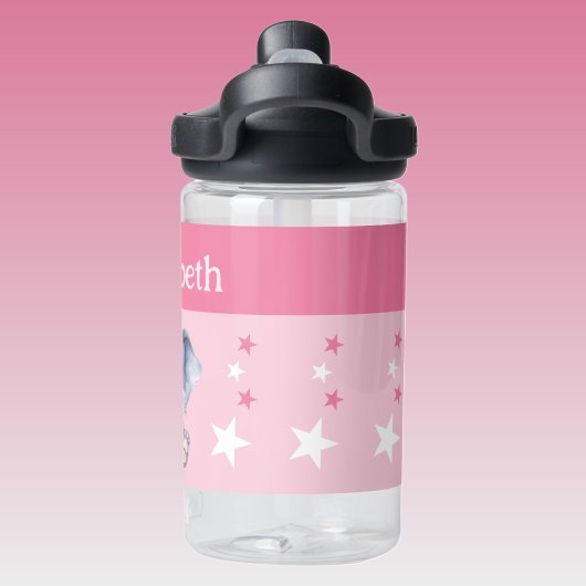 Niedlicher Elefant mit Sternen Kinder rosa Trinkflasche