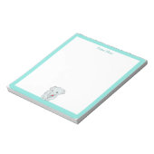 Niedlicher Elefant mit Türkisrahmen einfach Notizblock (Rotiert)