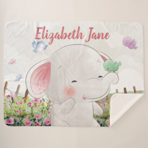 Niedlicher Elefant mit Vögeln Blütenflora Landscha Sherpadecke