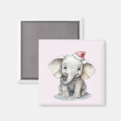 Niedlicher Elefant mit Weihnachtsmannmütze Magnet (Vorderseite/Rückseite)