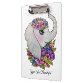Niedlicher Elefant mit wilden Blume in Wasserfarbe Klemmbrett (Links)