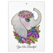Niedlicher Elefant mit wilden Blume in Wasserfarbe Klemmbrett (Rückseite)