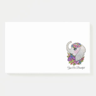Niedlicher Elefant mit wilden Blume in Wasserfarbe Post-it Klebezettel