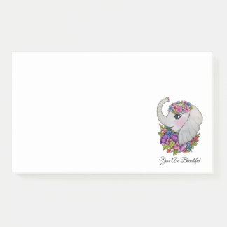 Niedlicher Elefant mit wilden Blume in Wasserfarbe Post-it Klebezettel