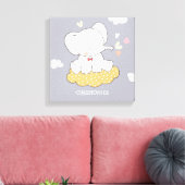 Niedlicher Elefant mit Wolken für Junge Kinderzimm Leinwanddruck (Insitu (Wohnzimmer))