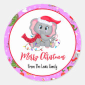 Niedlicher Elefant mit Zootieren in Rosa Runder Aufkleber (Vorderseite)