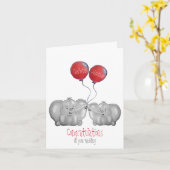 niedlicher Elefant neu geglückte Hochzeit Karte (Gelbe Blume)