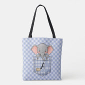 Niedlicher Elefant Peeking von Gingham Pocket Tasche (Rückseite)