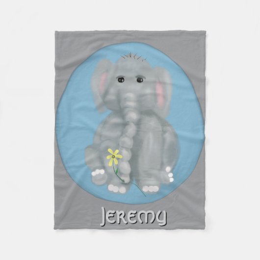 Niedlicher Elefant Personalisiert Fleece Blanket (Vorderseite)