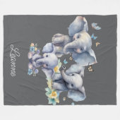 Niedlicher Elefant Personalisiert Fleecedecke (Vorderseite (Horizontal))