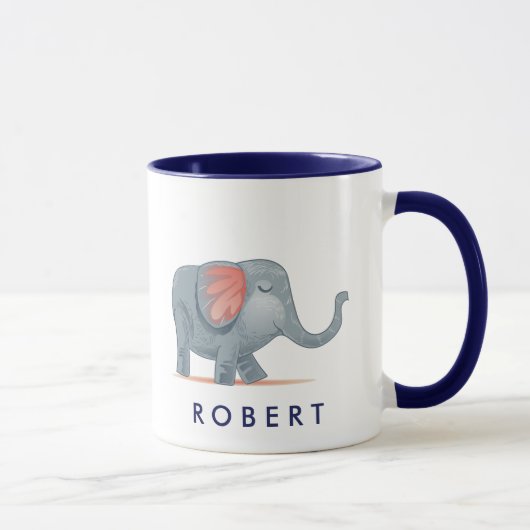Niedlicher Elefant Personalisiert Ihren Namen Tasse (Rechts)