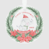 Niedlicher Elefant | Personalisierte Erste Weihnac Ornament (Rückseite)
