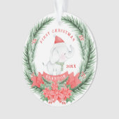 Niedlicher Elefant | Personalisierte Erste Weihnac Ornament (Vorderseite)
