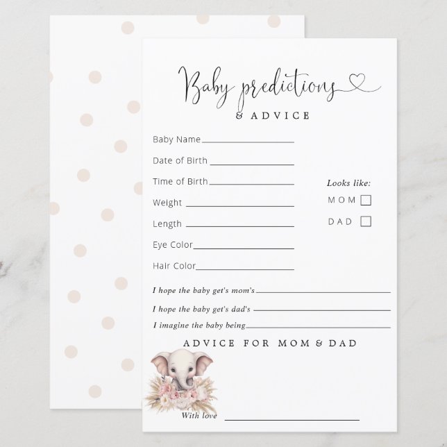 Niedlicher Elefant Pink Boho Girl Vorhersageempfeh (Vorne/Hinten)