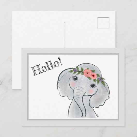 Niedlicher Elefant Postkarte (Vorne/Hinten)