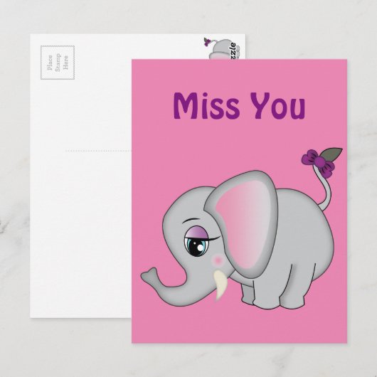 Niedlicher Elefant Postkarte (Vorne/Hinten)