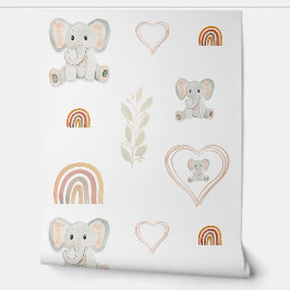 Niedlicher Elefant Rainbow Hearts Wasserfarben Kun Tapete