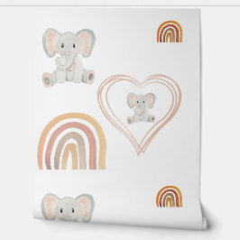 Niedlicher Elefant Rainbow Hearts Wasserfarben Kun Tapete