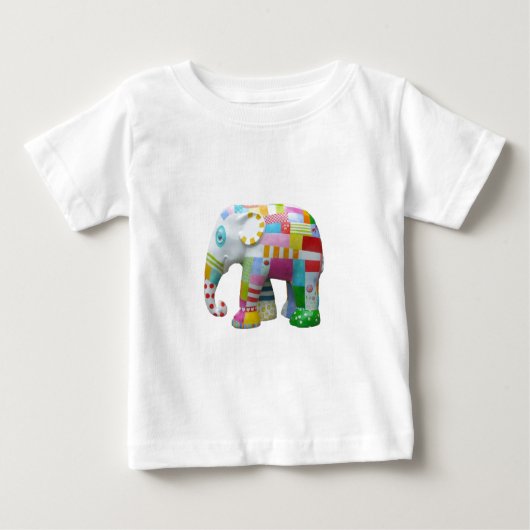 Niedlicher Elefant Retro-Flickwerk Baby T-shirt (Vorderseite)