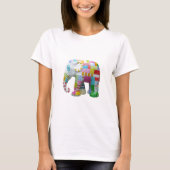 Niedlicher Elefant Retro-Flickwerk T-Shirt (Vorderseite)