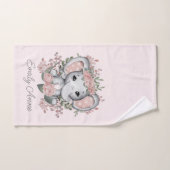 Niedlicher Elefant Rosa Blumengrün Kindername Badhandtuch Set (Handtuch)