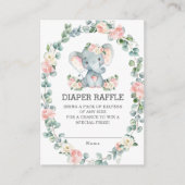 Niedlicher Elefant Rosa Blütengrün Windelwindung Begleitkarte (Vorderseite)