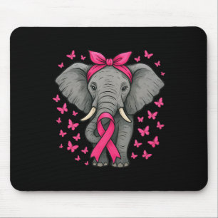 Niedlicher Elefant rosa Ribbon Brustkrebs Krieger Mousepad