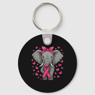 Niedlicher Elefant rosa Ribbon Brustkrebs Krieger Schlüsselanhänger