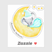 Niedlicher Elefant Schlafen auf dem Mond Vinyl Aufkleber (Blatt)