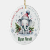 Niedlicher Elefant Snowflake Baby's First Christma Keramik Ornament (Rechts)