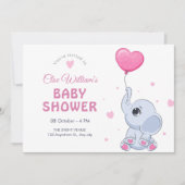 Niedlicher Elefant und Ballon Einladung (Vorderseite)