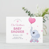Niedlicher Elefant und Ballon Einladung (Stehend Vorderseite)