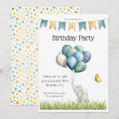 Niedlicher Elefant und Ballons Dankeskarte (Vorne/Hinten)