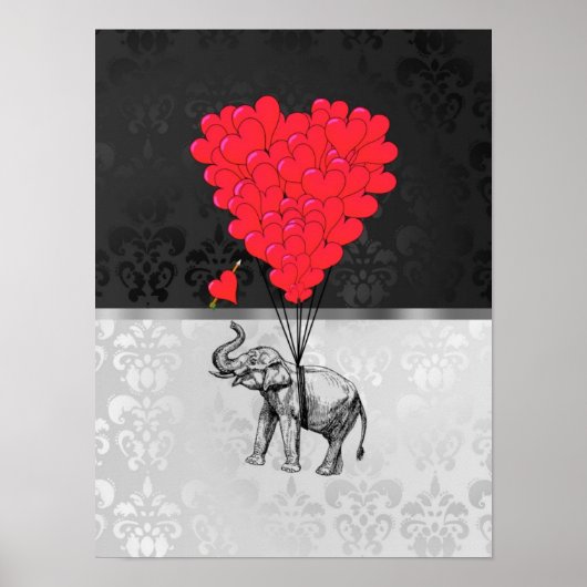 Niedlicher Elefant und Liebe Poster (Vorne)