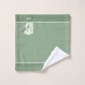 Niedlicher Elefant und Monogramm auf Grün Badhandtuch Set (Waschlappen)