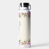 Niedlicher Elefant und rosa Blume Wasser Flasche (Rückseite)