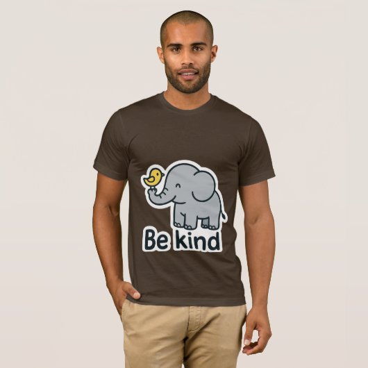 Niedlicher Elefant und Vogelaufkleber T-Shirt (Vorne ganz)