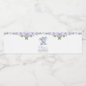 Niedlicher Elefant, violette Blumen, erster Geburt Wasserflaschenetikett (Einzelnes Label)