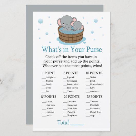 Niedlicher Elefant Was ist in deinem Geldbörsenspi (Vorne/Hinten)