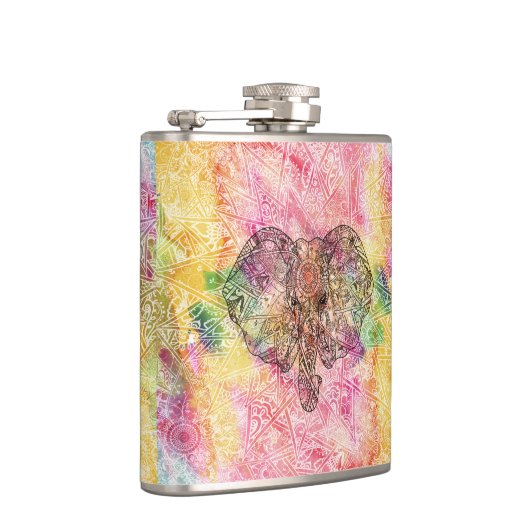 Niedlicher Elefant Watecolor handgezeichnete Henna Flachmann (Rechts)