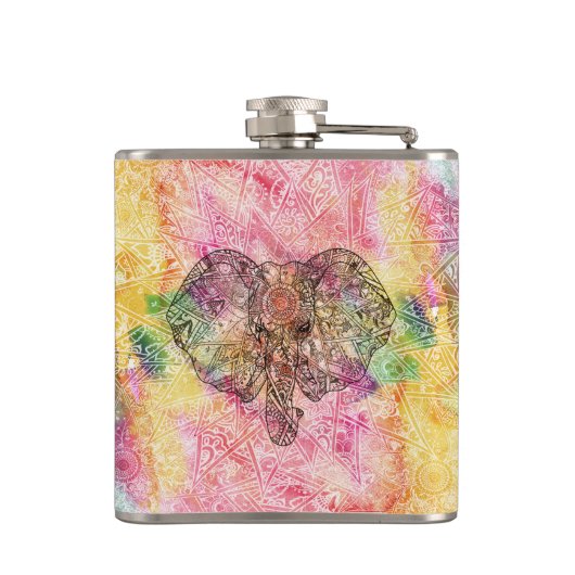 Niedlicher Elefant Watecolor handgezeichnete Henna Flachmann (Rückseite)