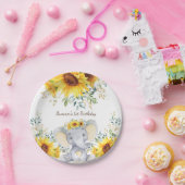 Niedlicher Elefant Watercolor Sonnenblumen 1. Gebu Pappteller (Party)