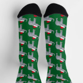 Niedlicher Elefant Weihnachten Feiertag Grün Socken (Oben)