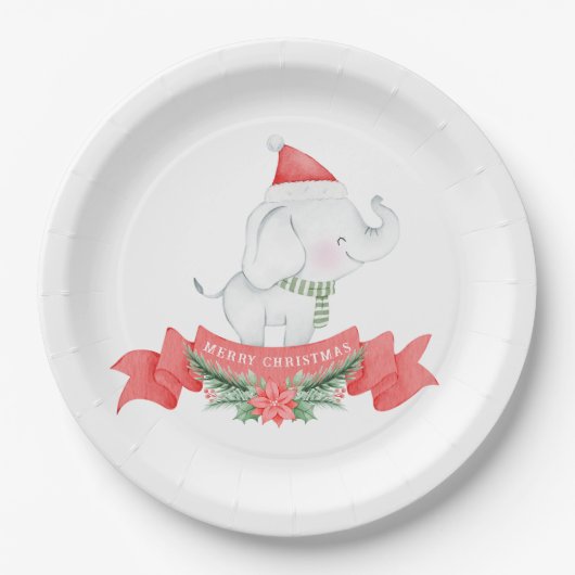 Niedlicher Elefant | Weihnachten Pappteller (Vorderseite)