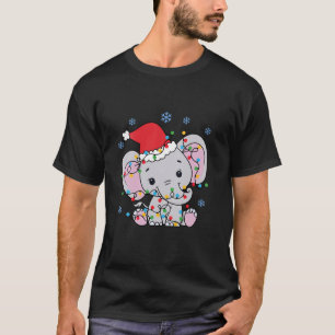 Niedlicher Elefant WeihnachtsLICHT Weihnachtsmann T-Shirt