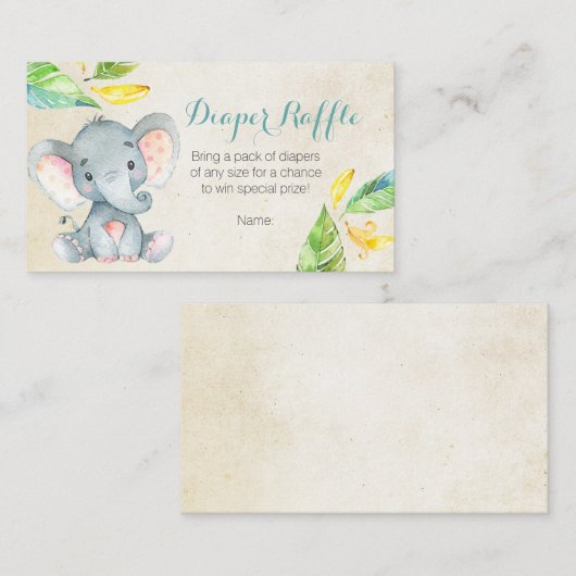 Niedlicher Elefant - Windeldrehkarte Begleitkarte (Vorne/Hinten)